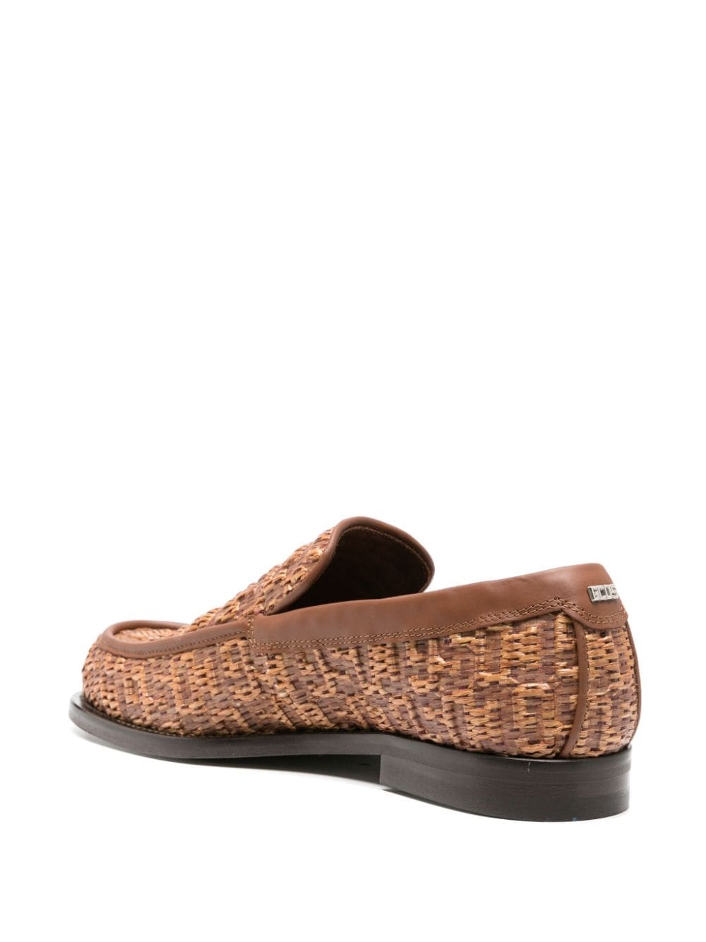 monogram-embossed raffia loafers - 3