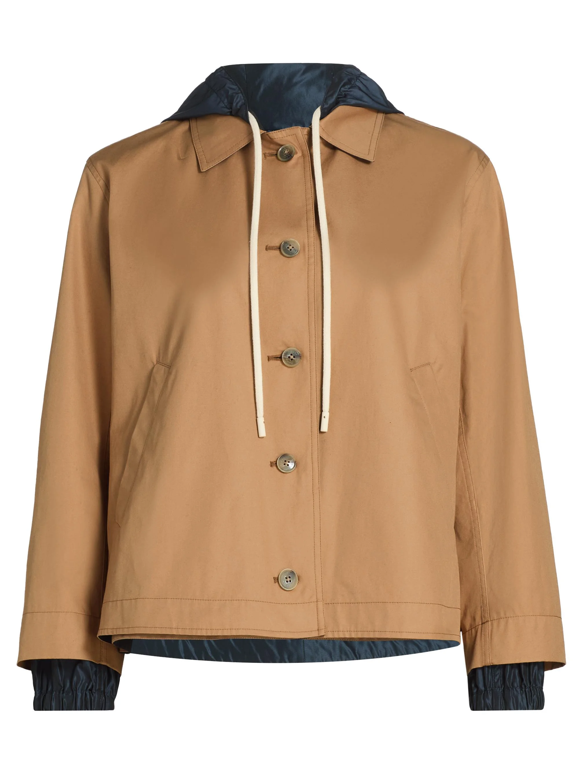 Women's Cotton & Techno Taffeta Reversible Jacket - Camel - 1