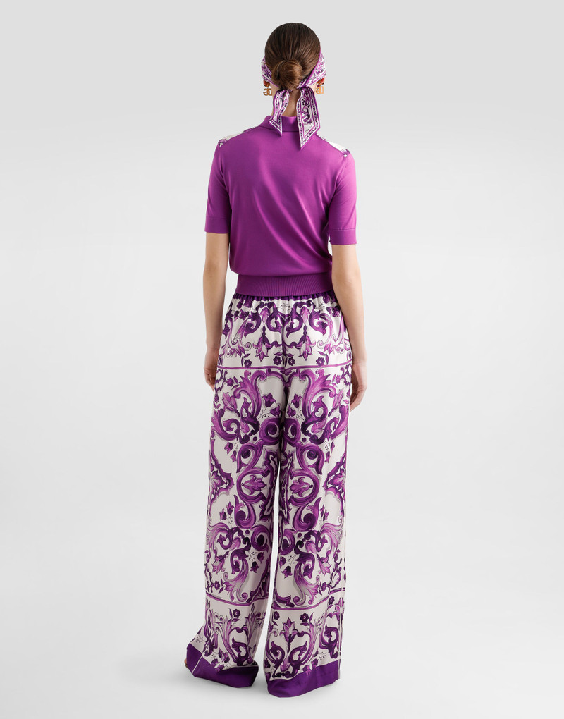 Majolica-print silk polo 3