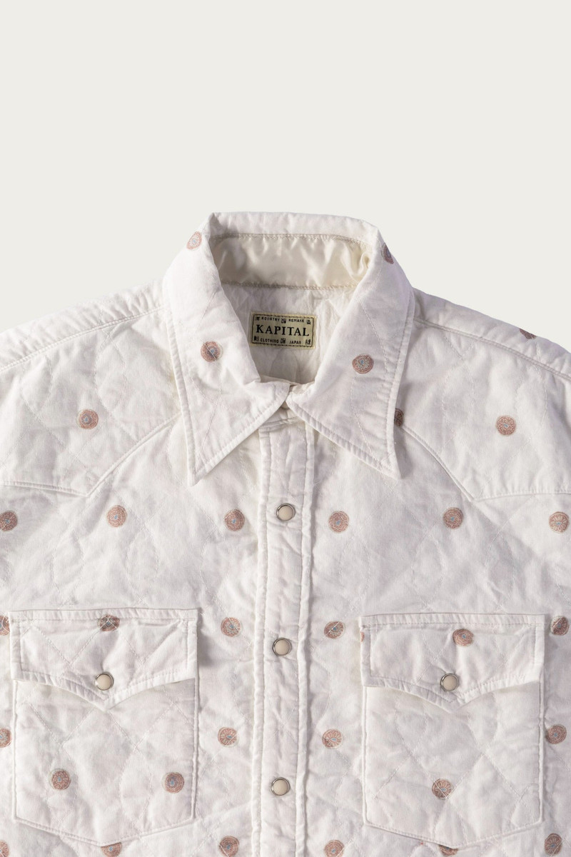 Kapital Cotton Quilting MAMEMON HUSKY Western Shirt - White outlook