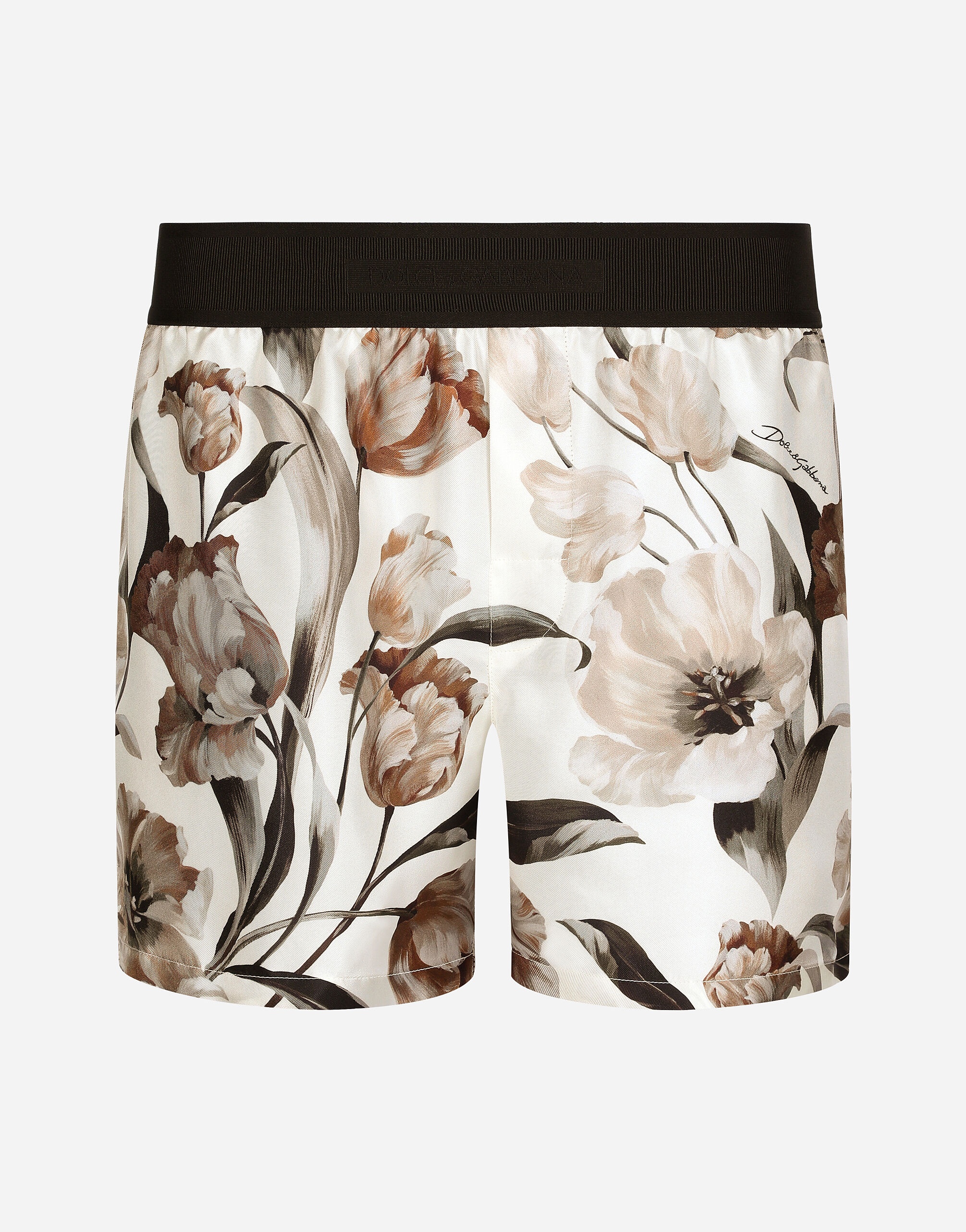 Floral-print silk shorts - 1