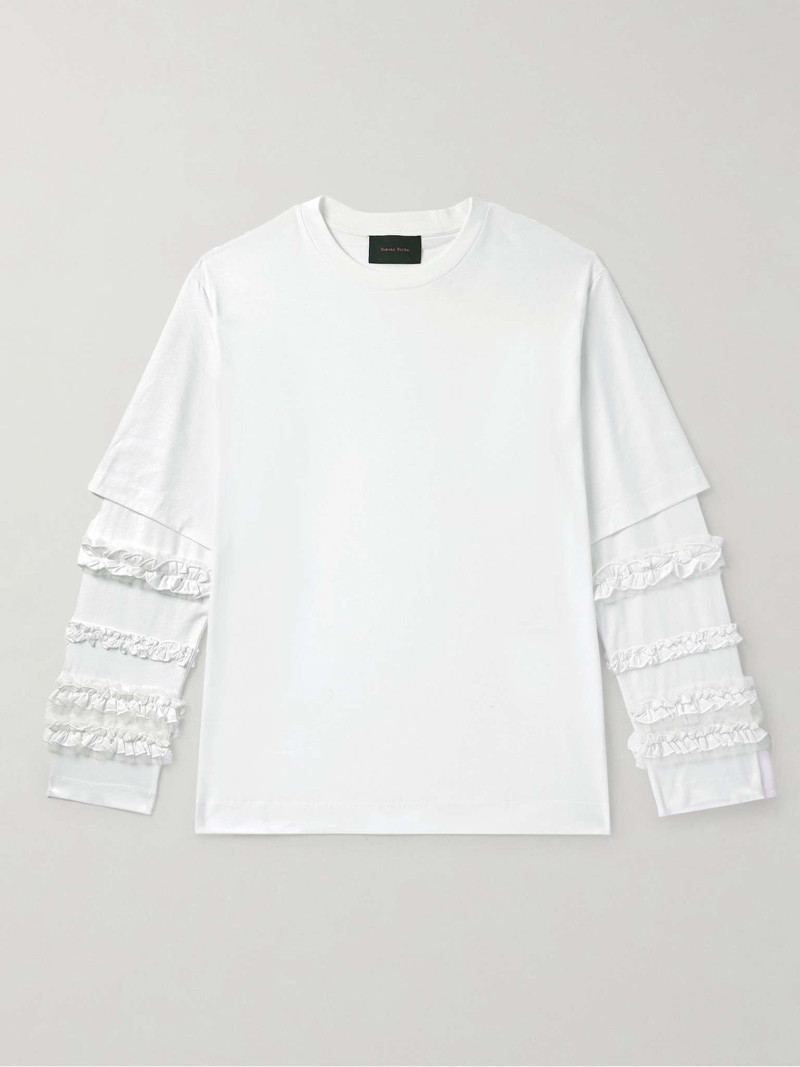 Ruffled Tulle-Trimmed Cotton-Jersey T-Shirt - 1