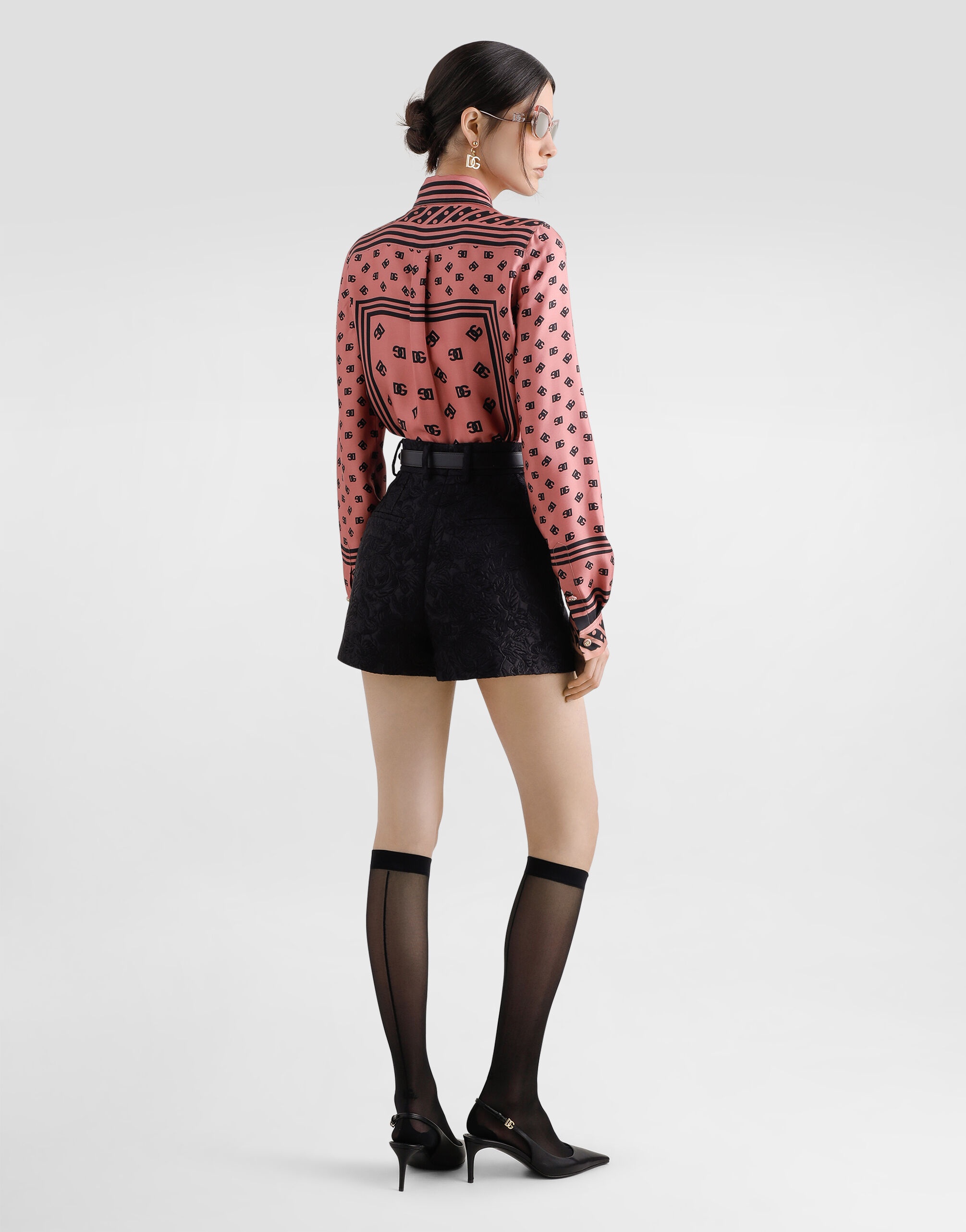 Quilted floral jacquard shorts with DG logo - 3
