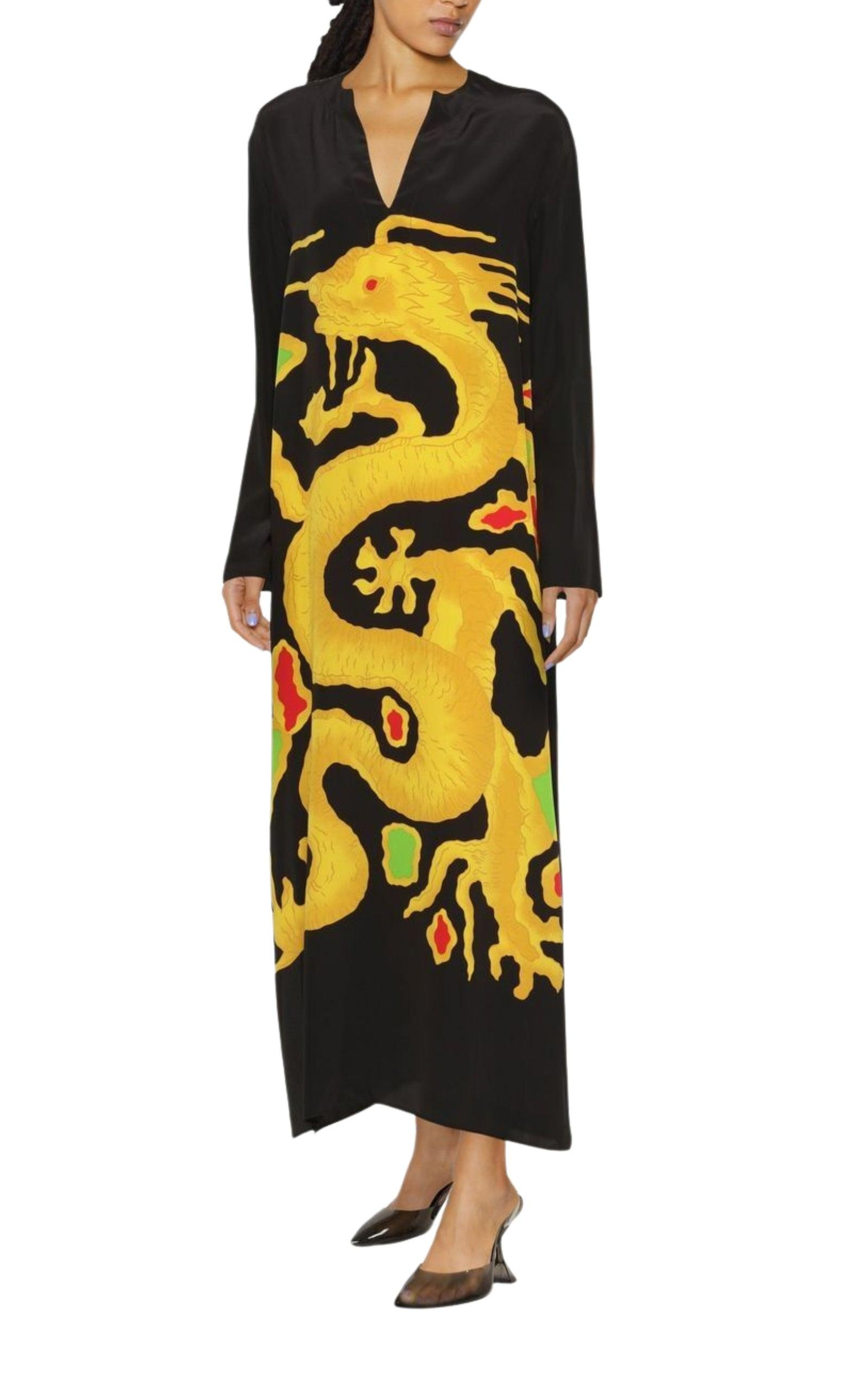 Graphic Print Silk Maxi Dress - 2