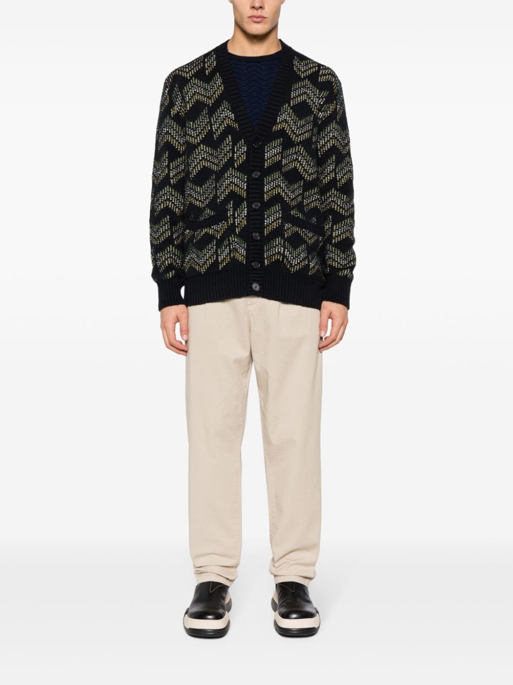 logo-embroidered mid-rise chinos - 2