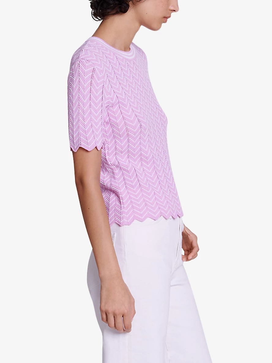 Logo-embroidered scalloped-trim woven top - 3