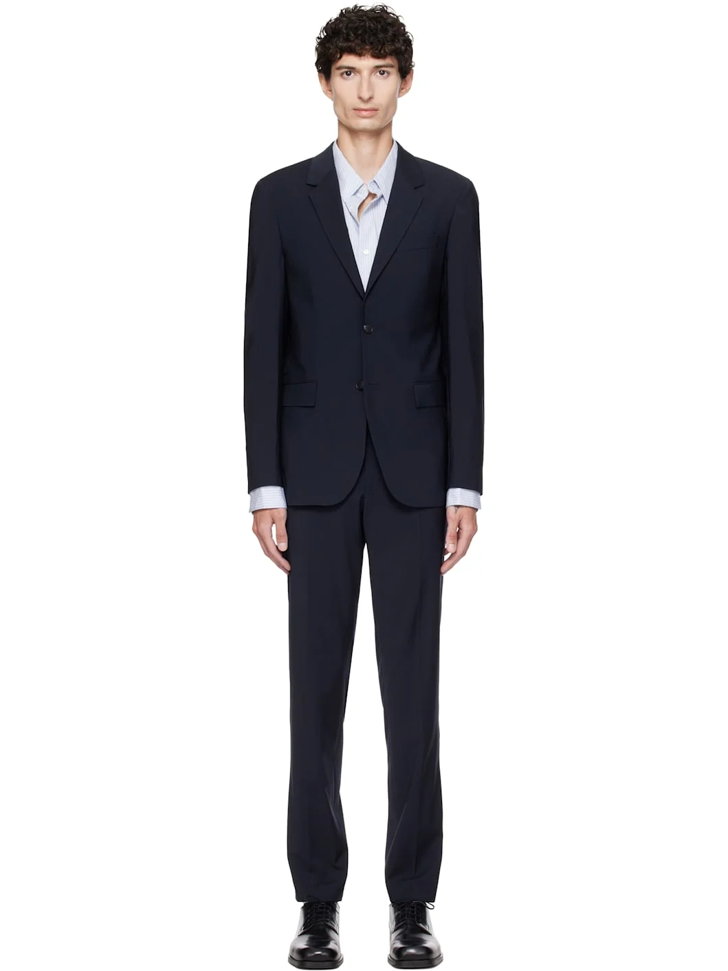 Navy Two-Piece Slim-Fit Stretch Virgin Wool Suit - 1