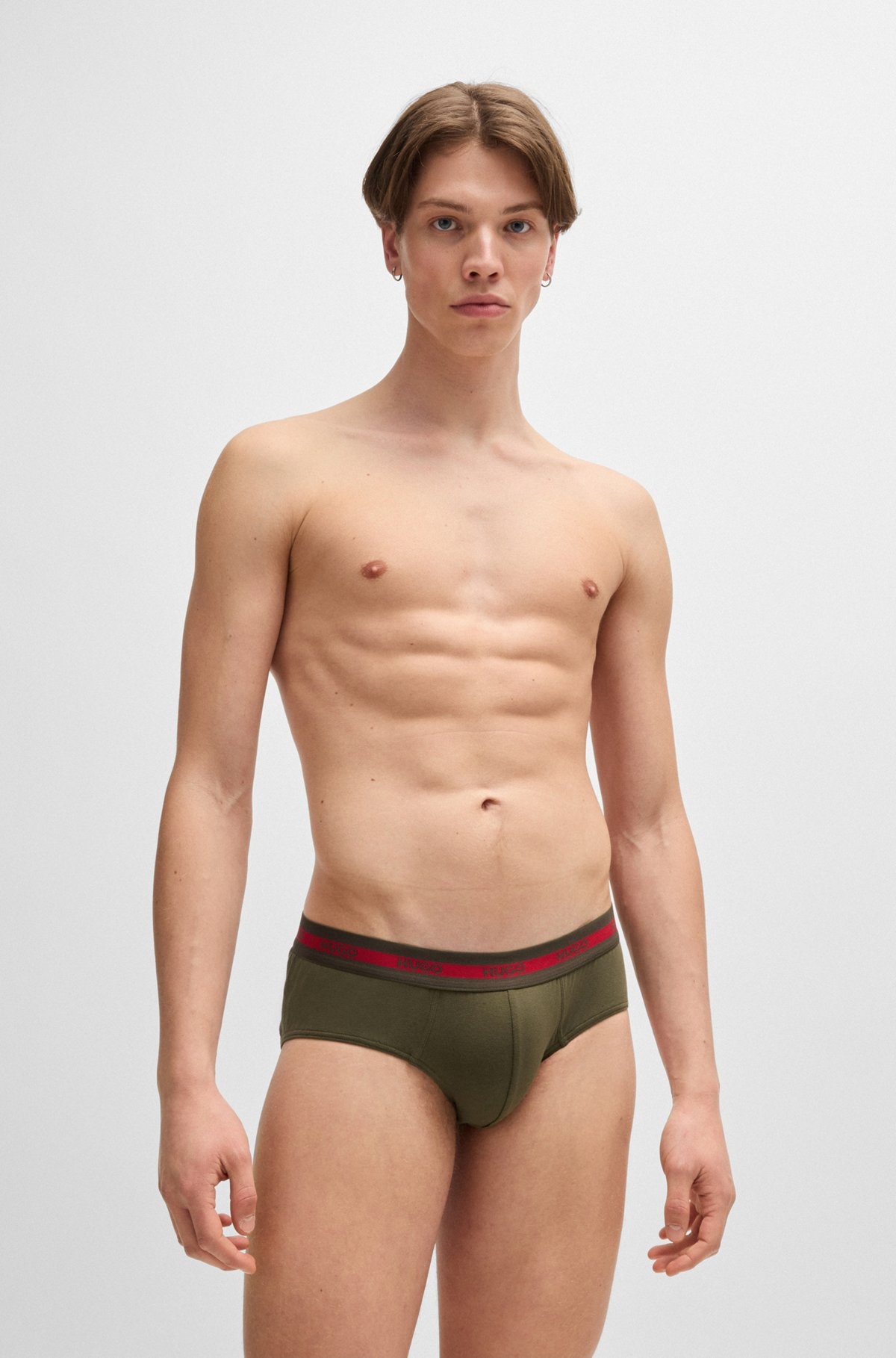 THREE-PACK OF STRETCH-COTTON BRIEFS WITH LOGO WAISTBANDS - 6