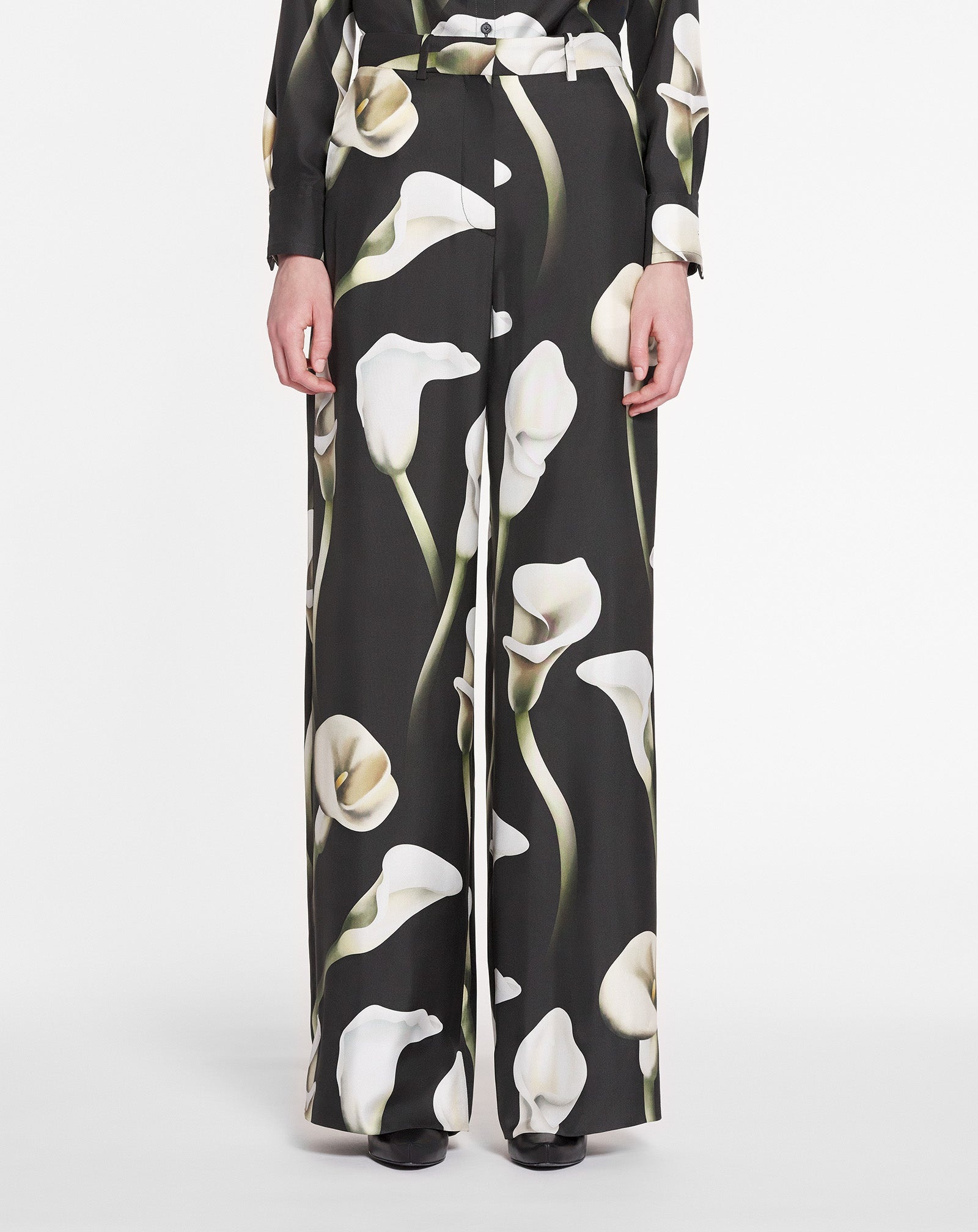 WIDE-LEG CALLA LILY PRINT PANTS - 3