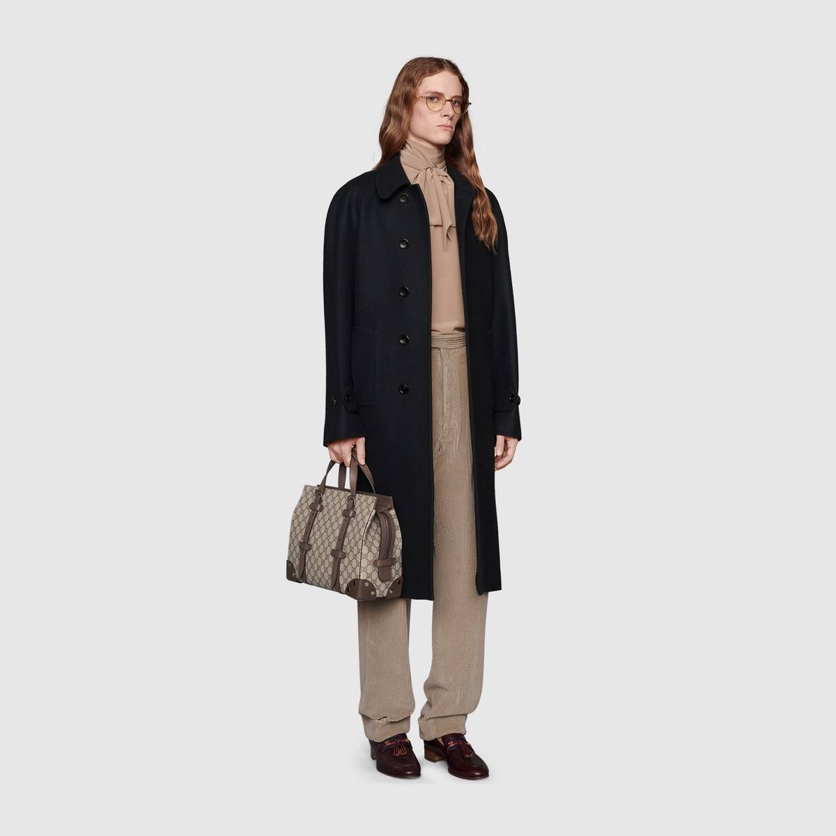 Wool loden coat with Gucci label - 2