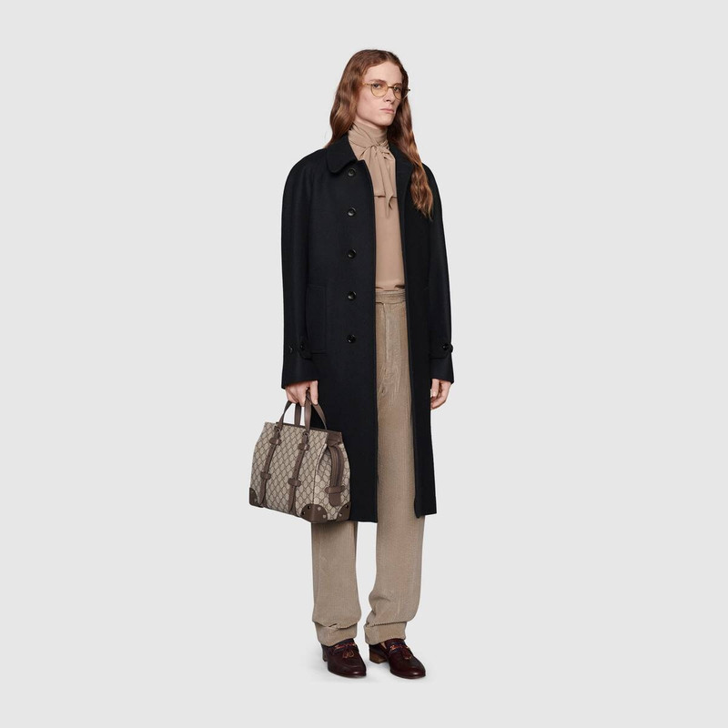 GUCCI Wool loden coat with Gucci label outlook