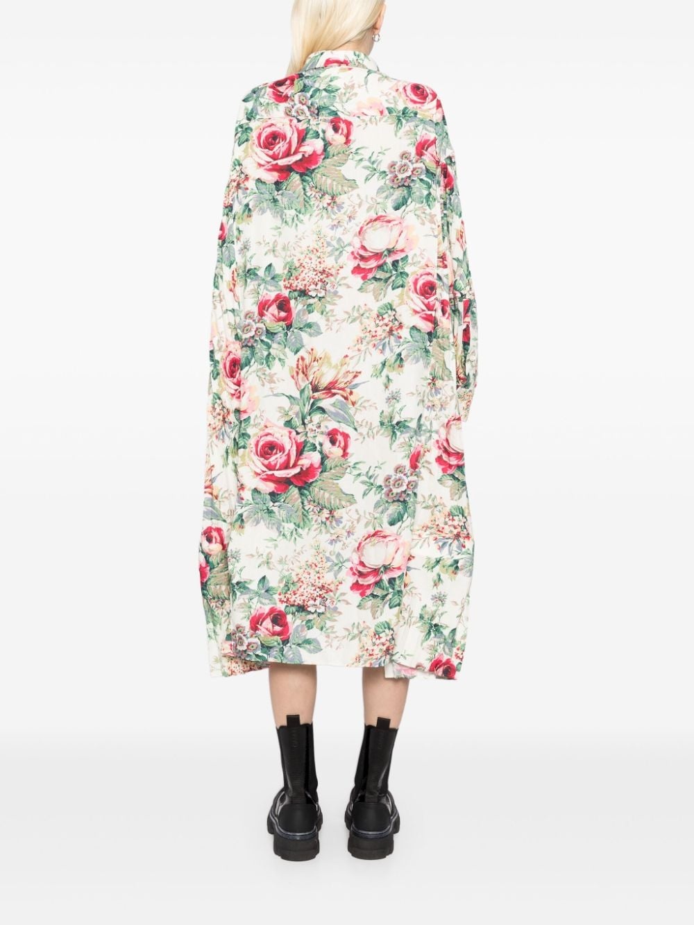 floral-print shirt dress - 4