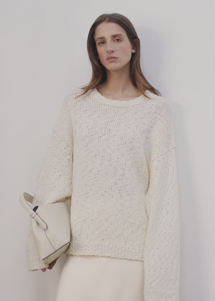 Textured cotton knit bright cream - 6