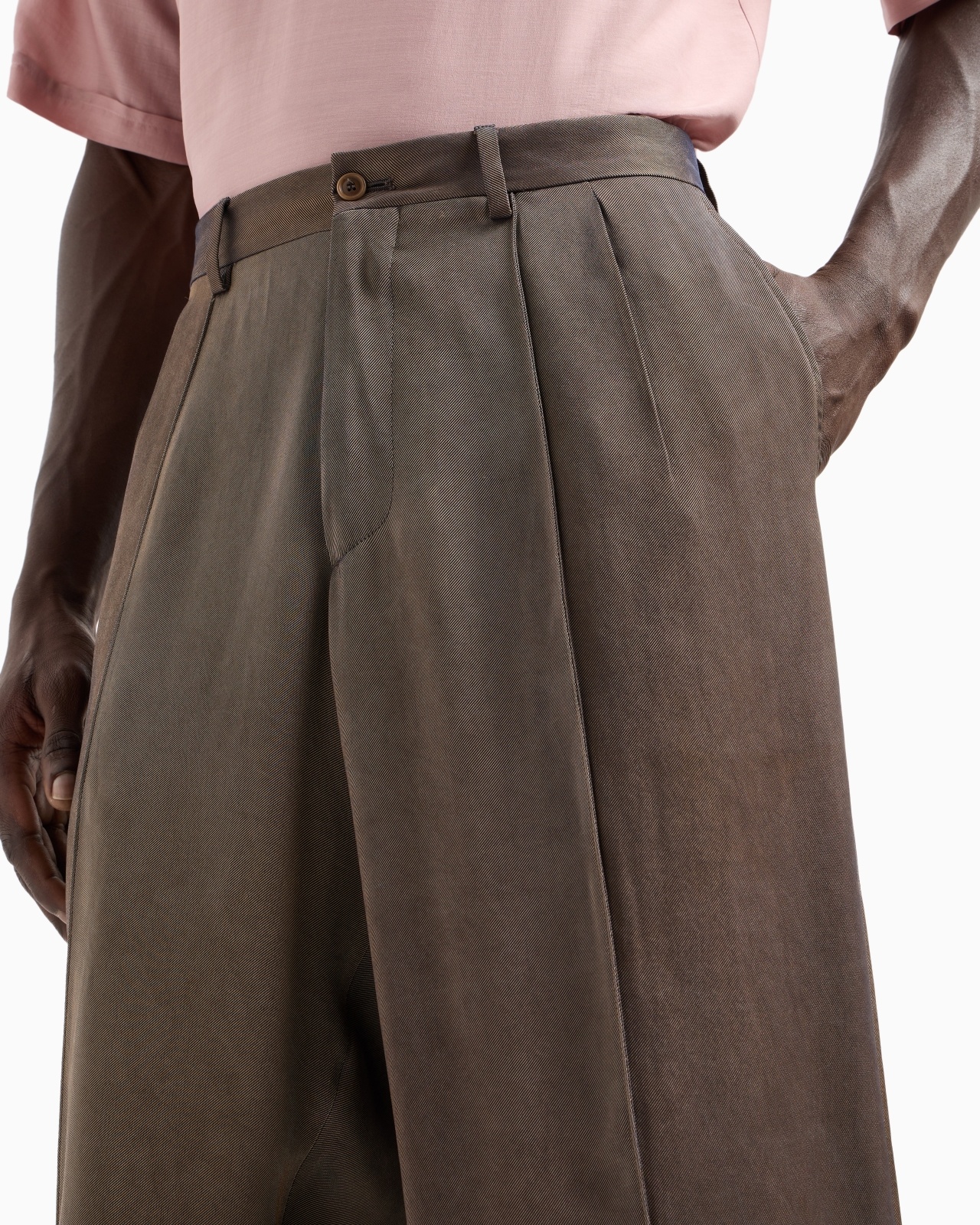 SINGLE-PLEAT VISCOSE TWILL TROUSERS - 5