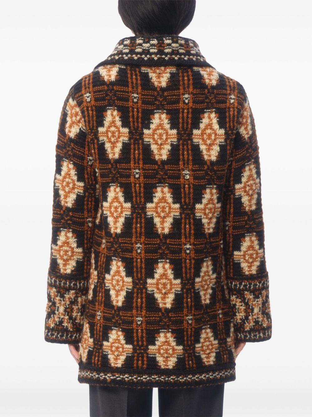 geometric-pattern wool cardigan - 5