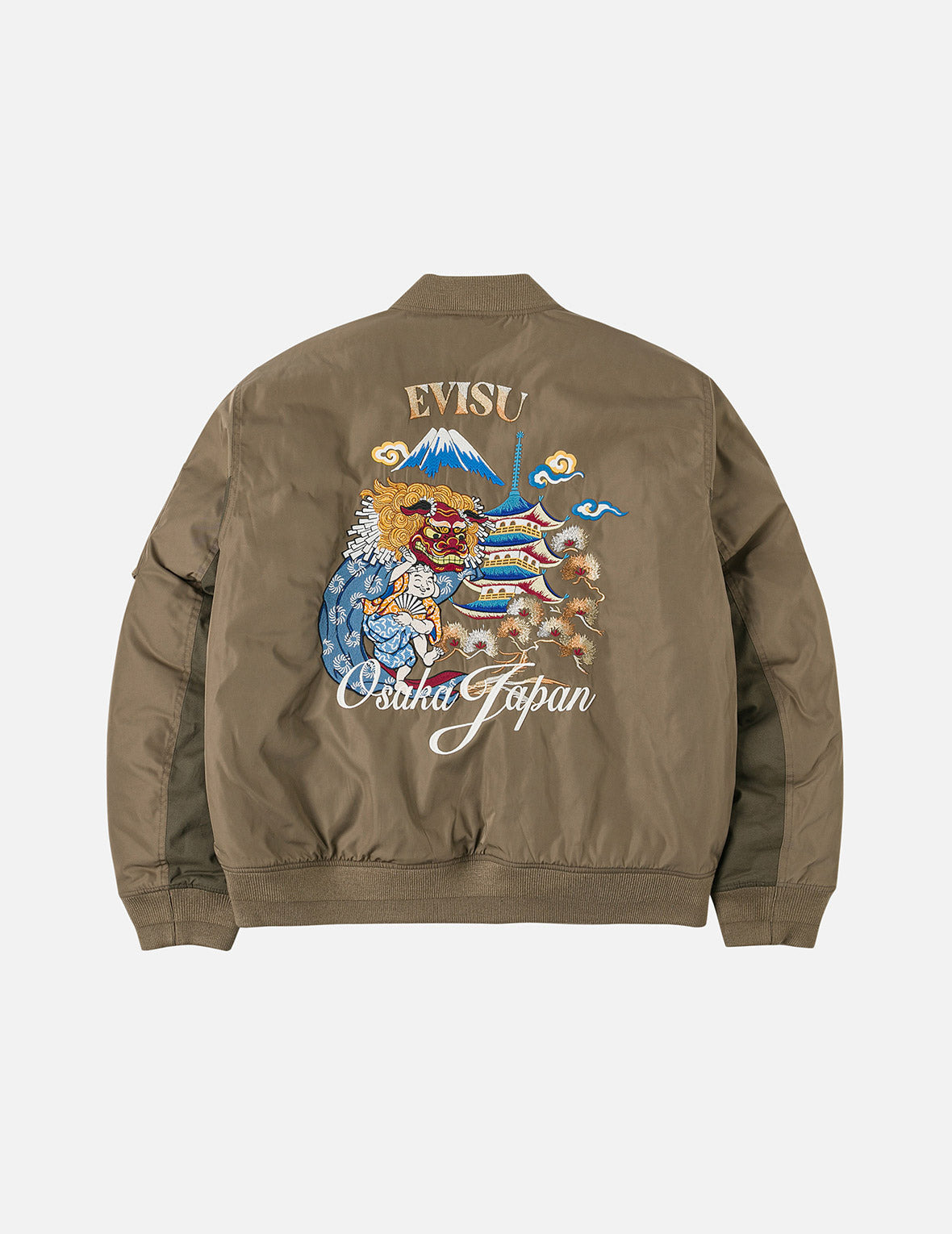 Logo and Godhead Lion Dance Embroidery Relax Fit Bomber Jacket - 3