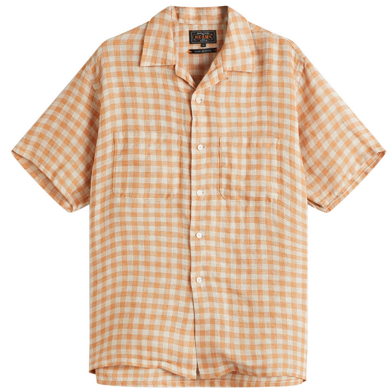 Beams Plus Open Collar Panama Plaid Linen Shirt - 1
