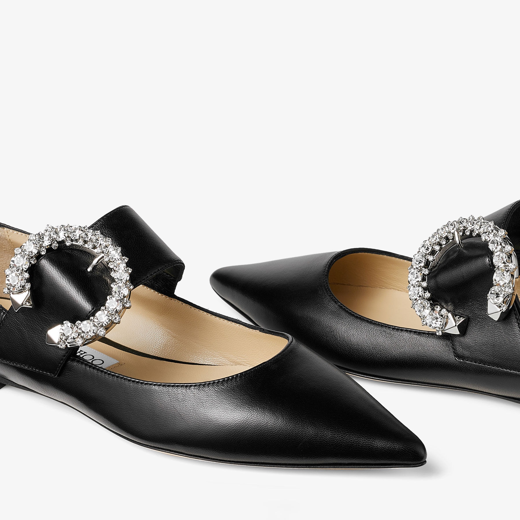 Melva Ballerina
Black Nappa Leather Ballerina Pumps with Crystal Buckle - 3