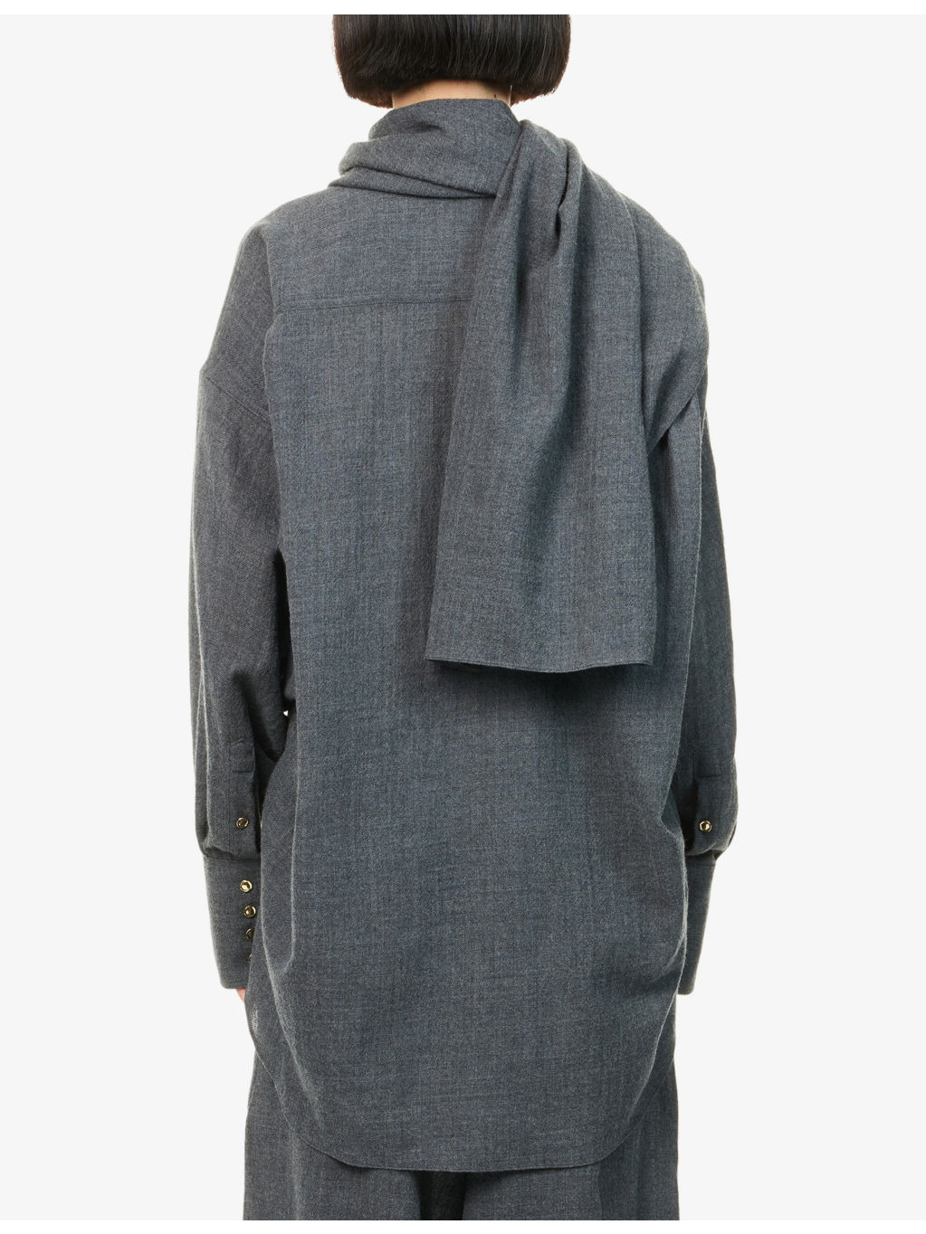 Georgia Detachable-Scarf Wool Shirt - 4