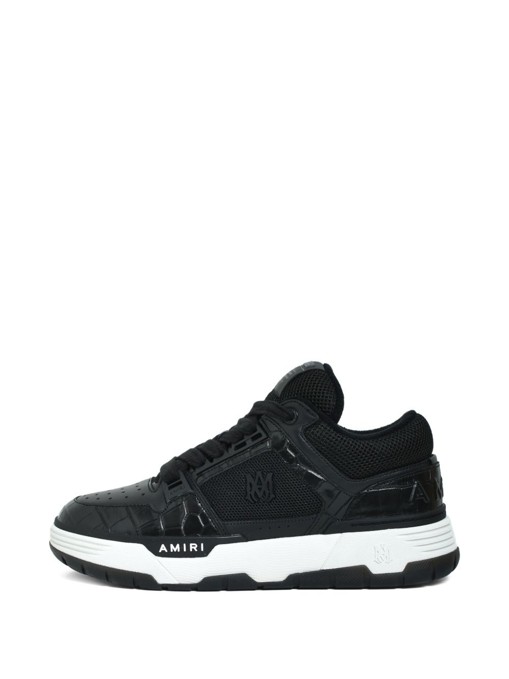crocodile-effect mesh lace-up sneakers - 3