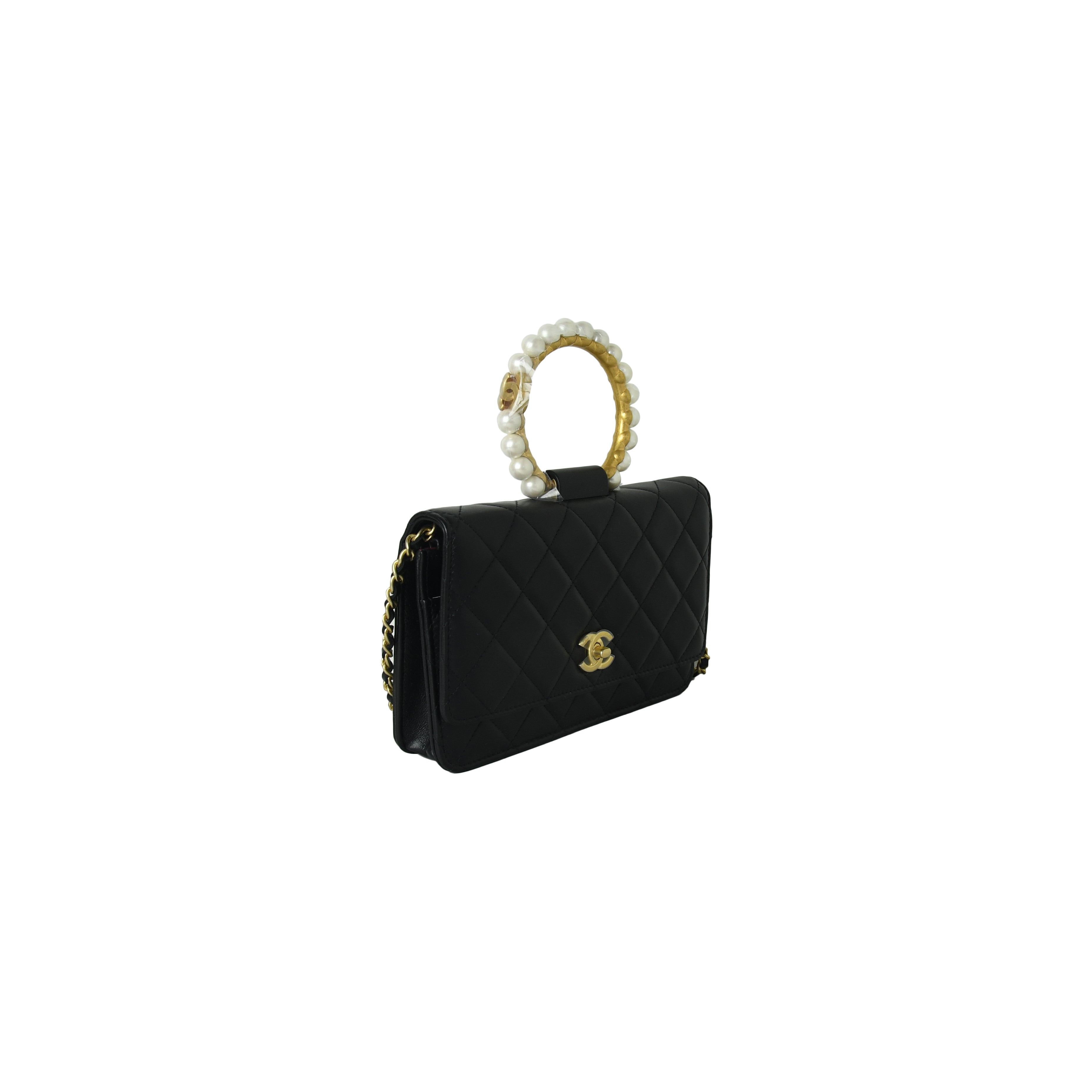 Chanel O Mini Bag Lambskin Imitation Pearls & Gold-Tone Metal Black - 2