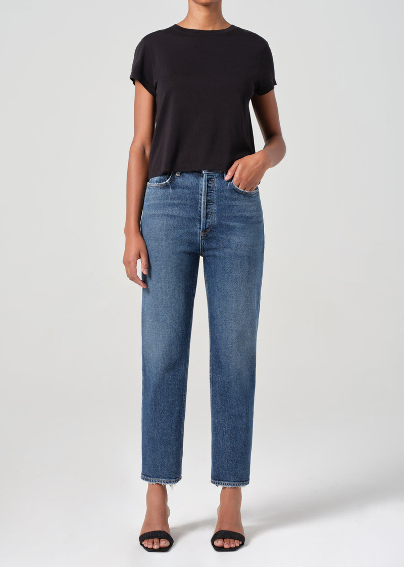 AGOLDE 90'S PINCH WAIST CROP (COMFORT STRETCH) IN SOLACE outlook