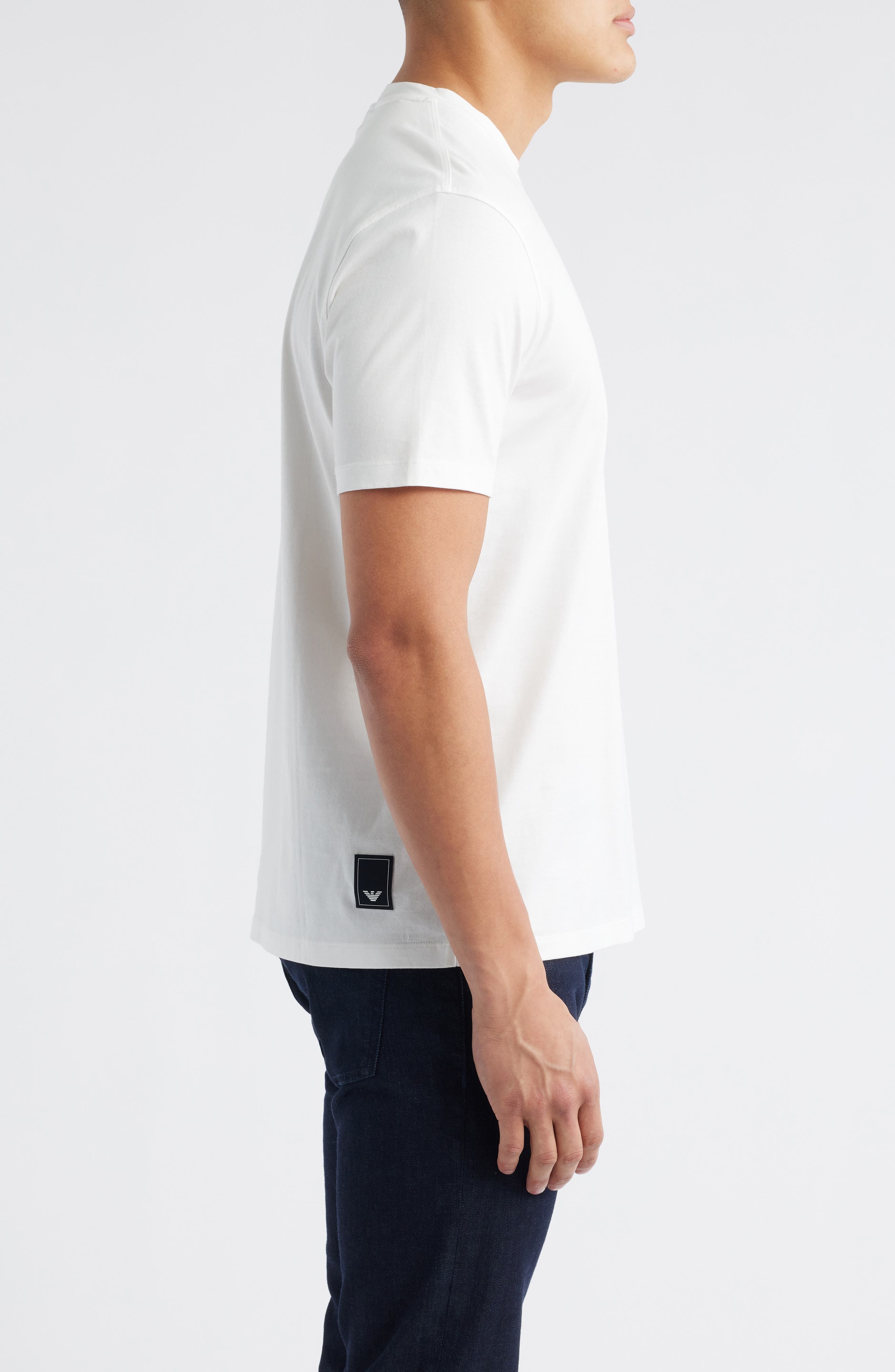 Emporio Armani Logo Embroidered Crewneck T-Shirt in Solid White at Nordstrom - 3