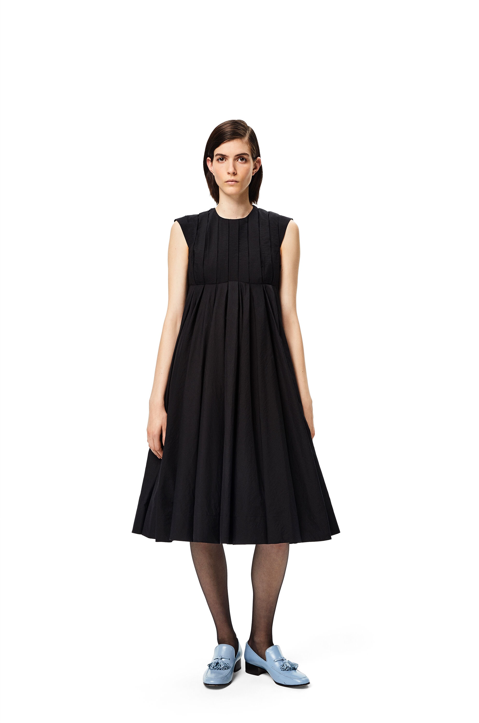 Pleated midi dress in cotton - 2