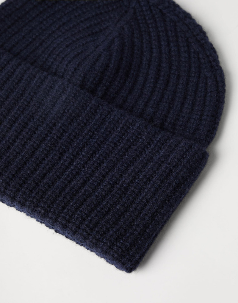Brunello Cucinelli Cashmere English rib knit beanie outlook