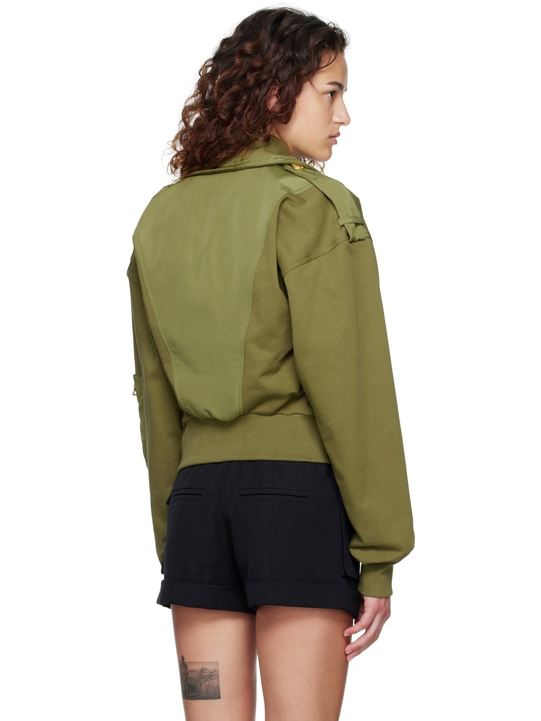 Khaki Cropped Jacket - 3