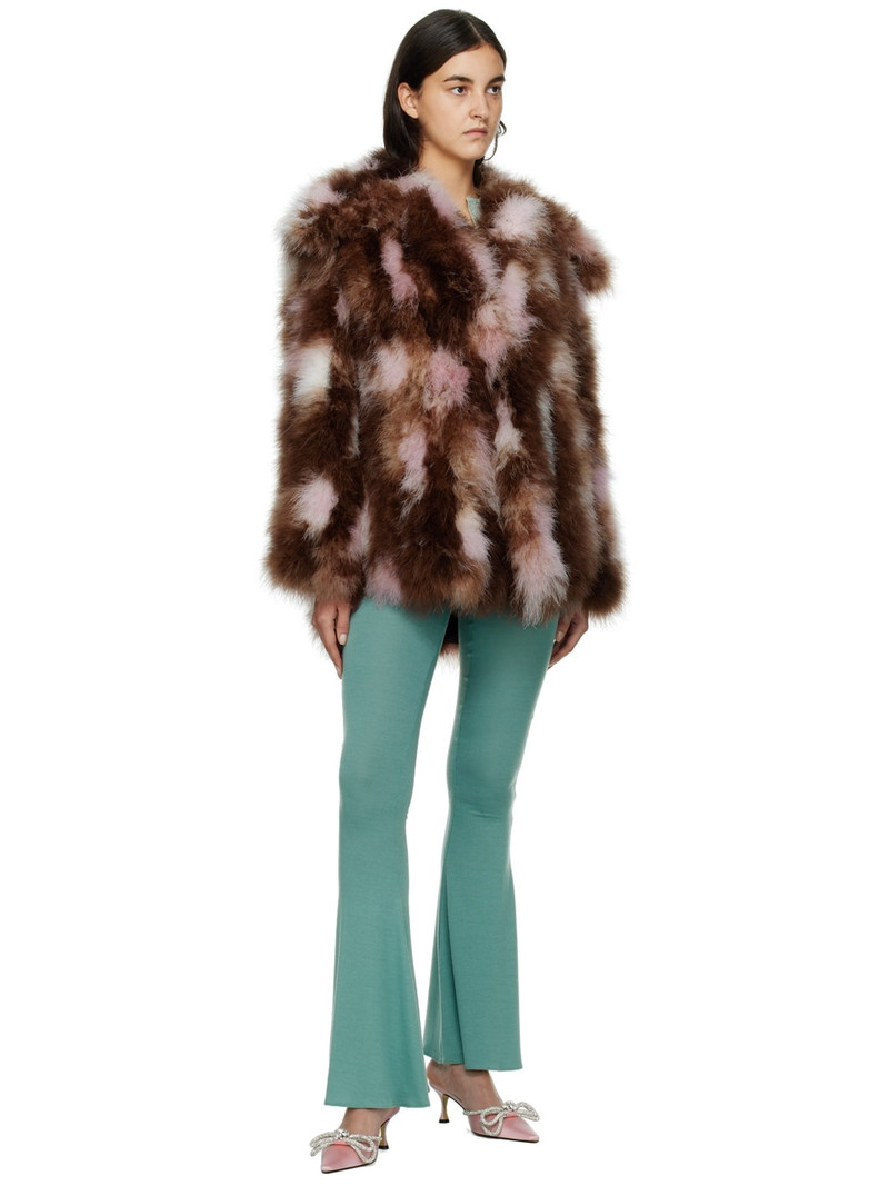 16ARLINGTON Brown & Pink Genoa Feather Coat outlook
