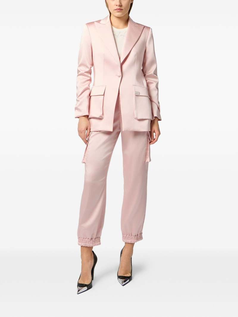 PHILIPP PLEIN satin flap-pockets blazer outlook