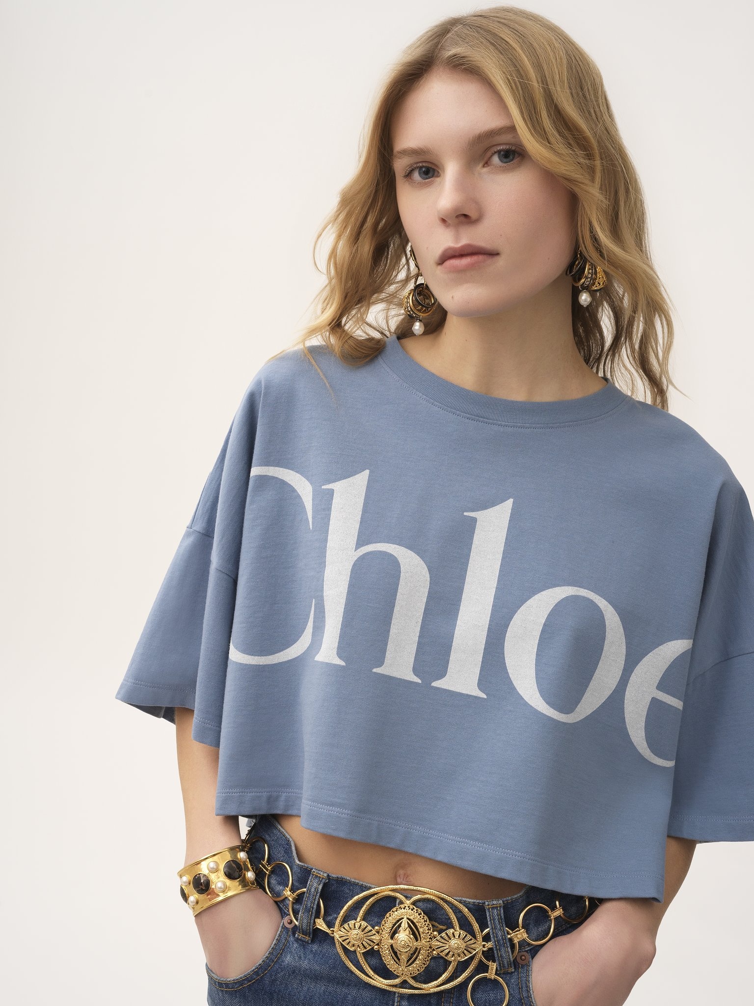 CROPPED BOXY LOGO T-SHIRT IN COTTON JERSEY - 4