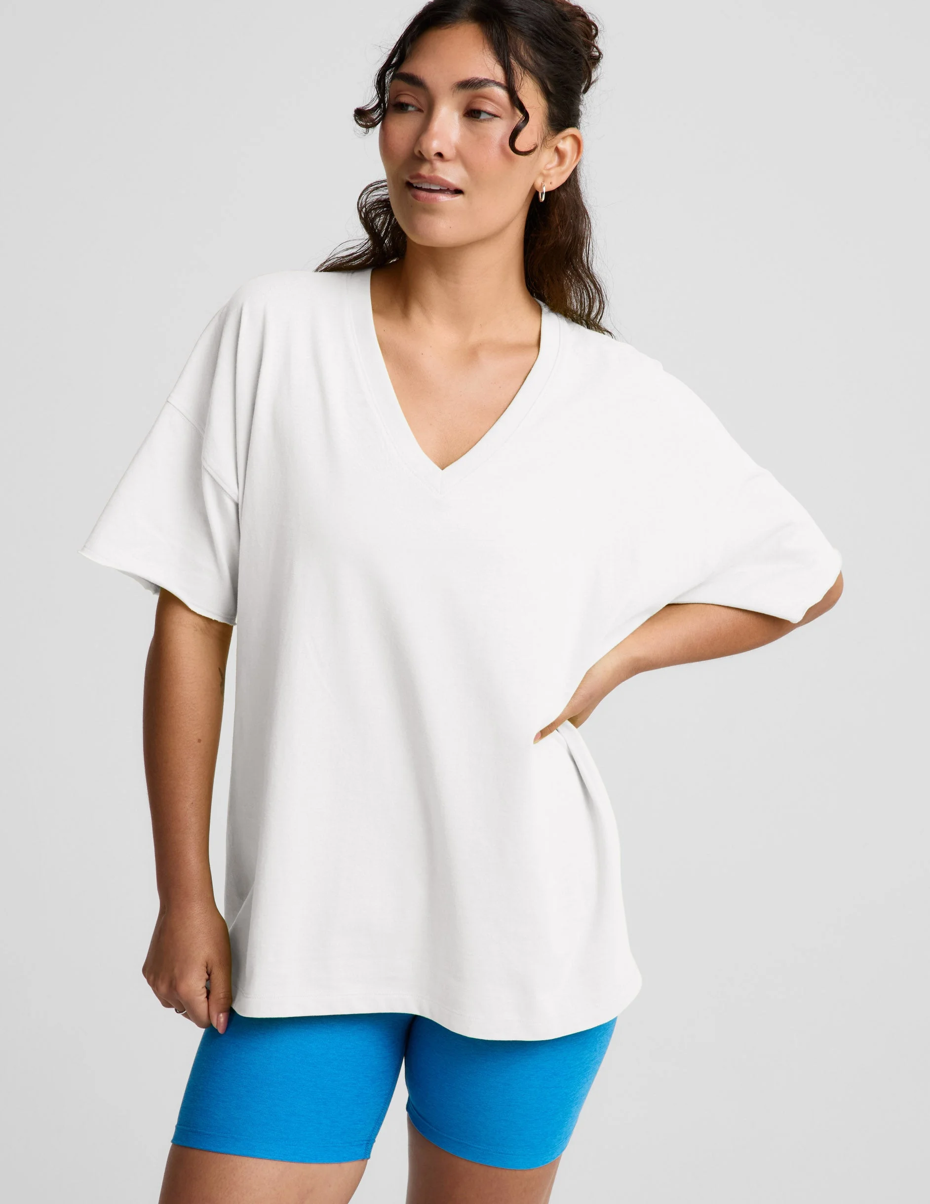 SoftKnit Better Than Ever Oversized V-Neck Cotton Tee - 1