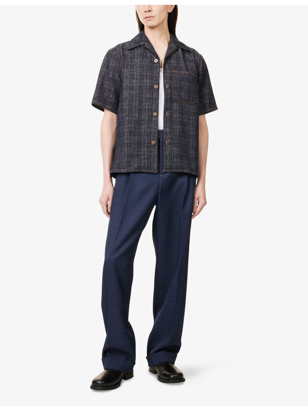 Spread-Collar Cotton Denim Shirt - 2