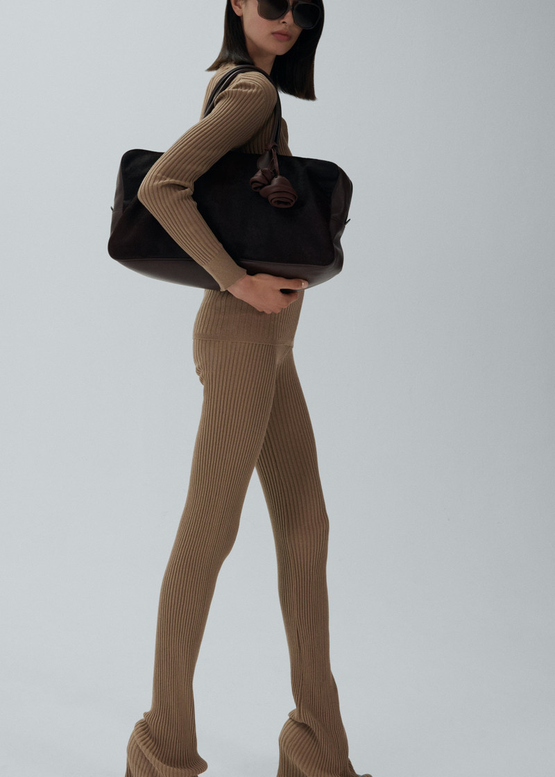 Rib stitch cardigan sweater in brown 4