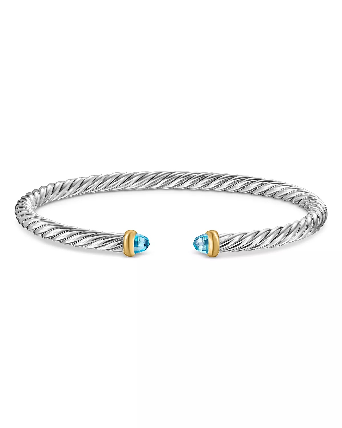 Sterling Silver & 14K Yellow Gold Cable Flex Bracelet, 4mm - 4
