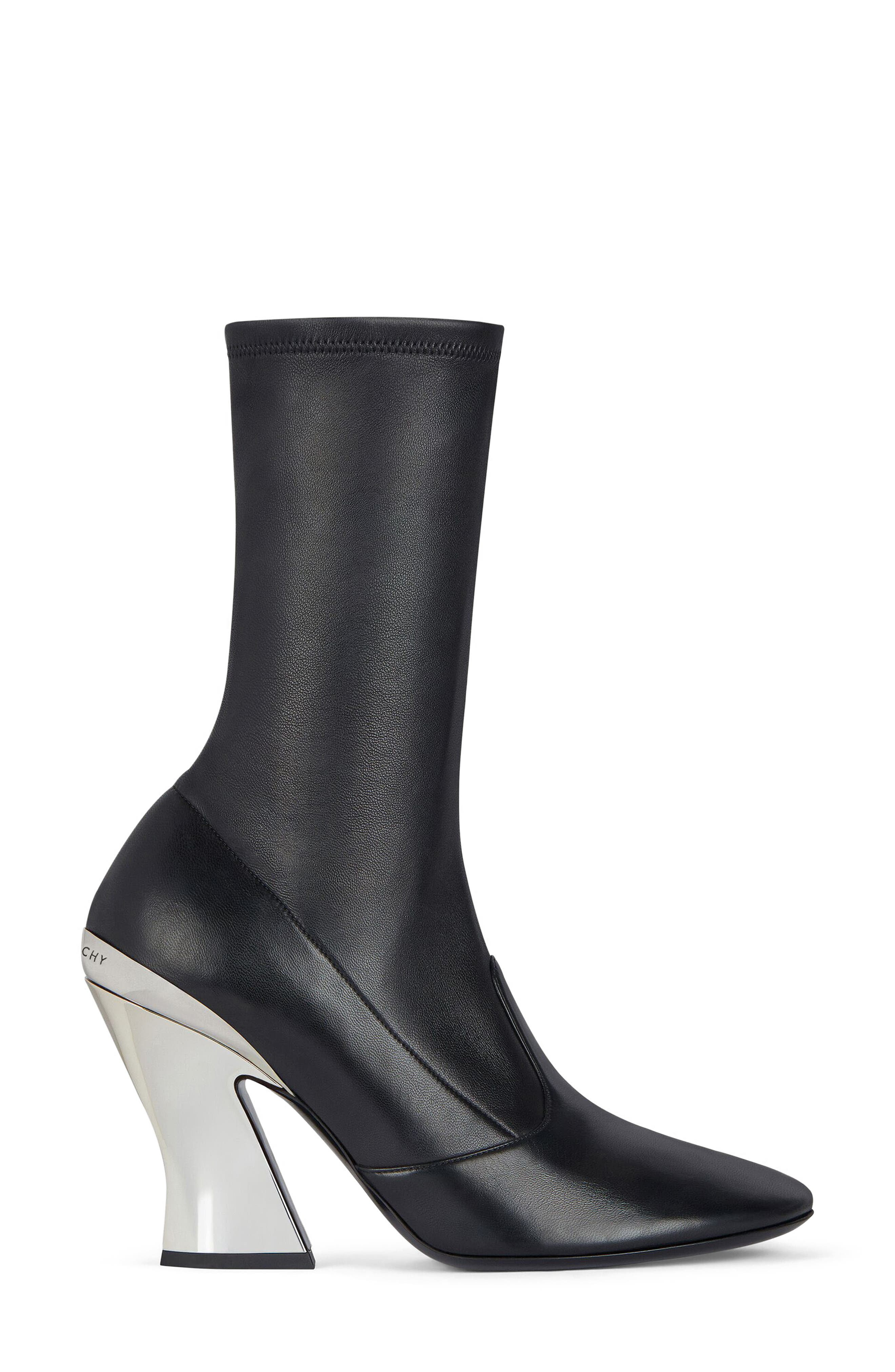 Givenchy Sculpted Heel Ankle Boot in Black/Silvery at Nordstrom - 3