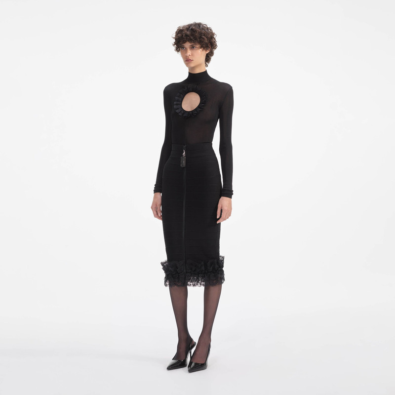 Black Knit Cut Out Bodysuit 2