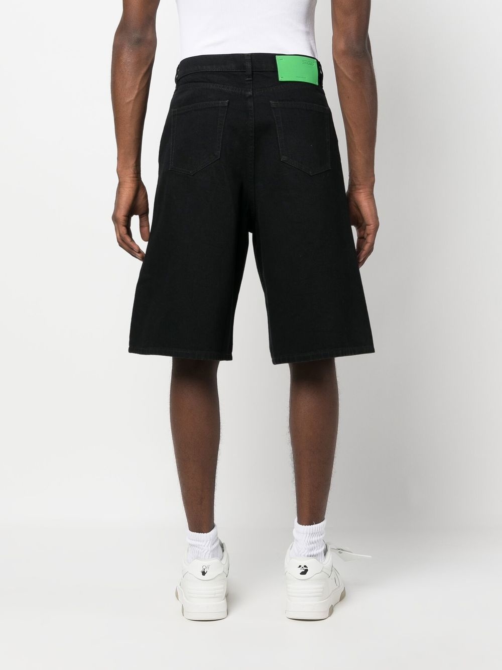 patch wide-leg denim shorts - 4