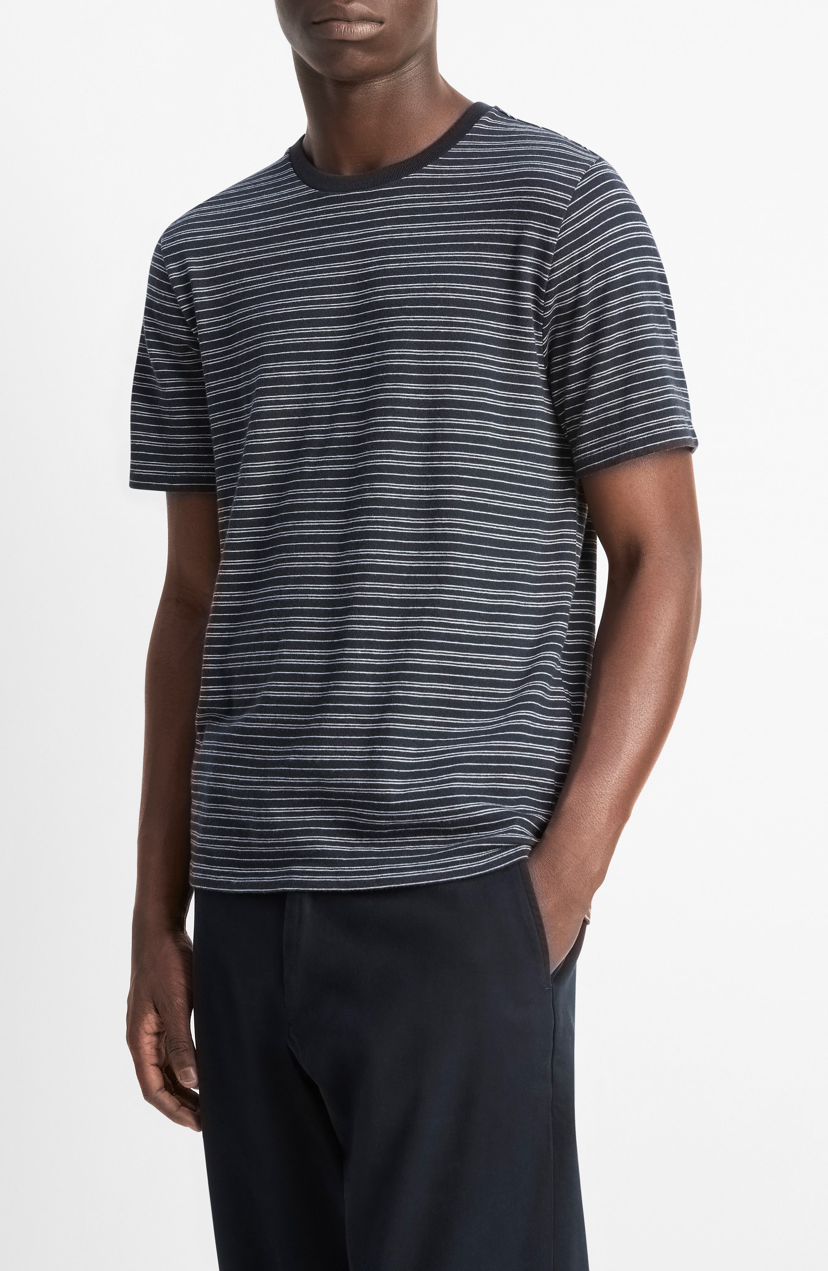 Vince Loose Fit Stripe Crewneck T-Shirt in Coastal/Off White at Nordstrom - 3