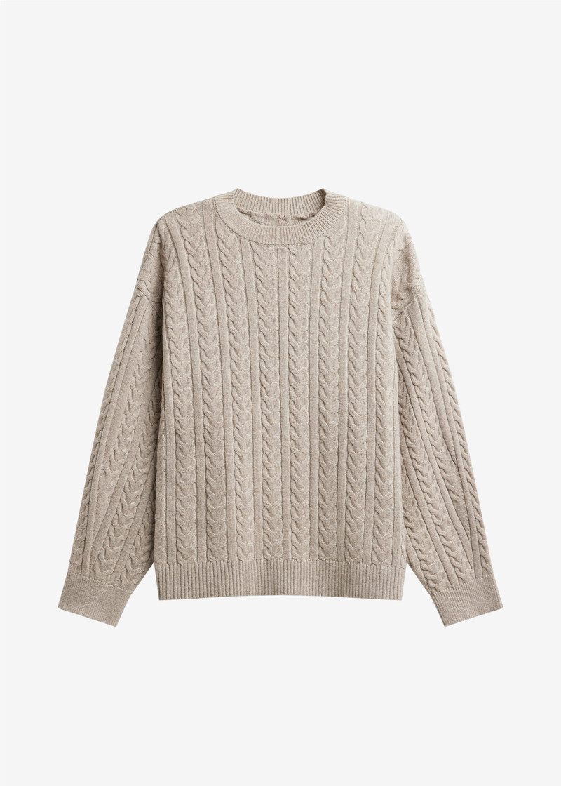 Karmoy Cable Knit Padded Sweater - Beige 1