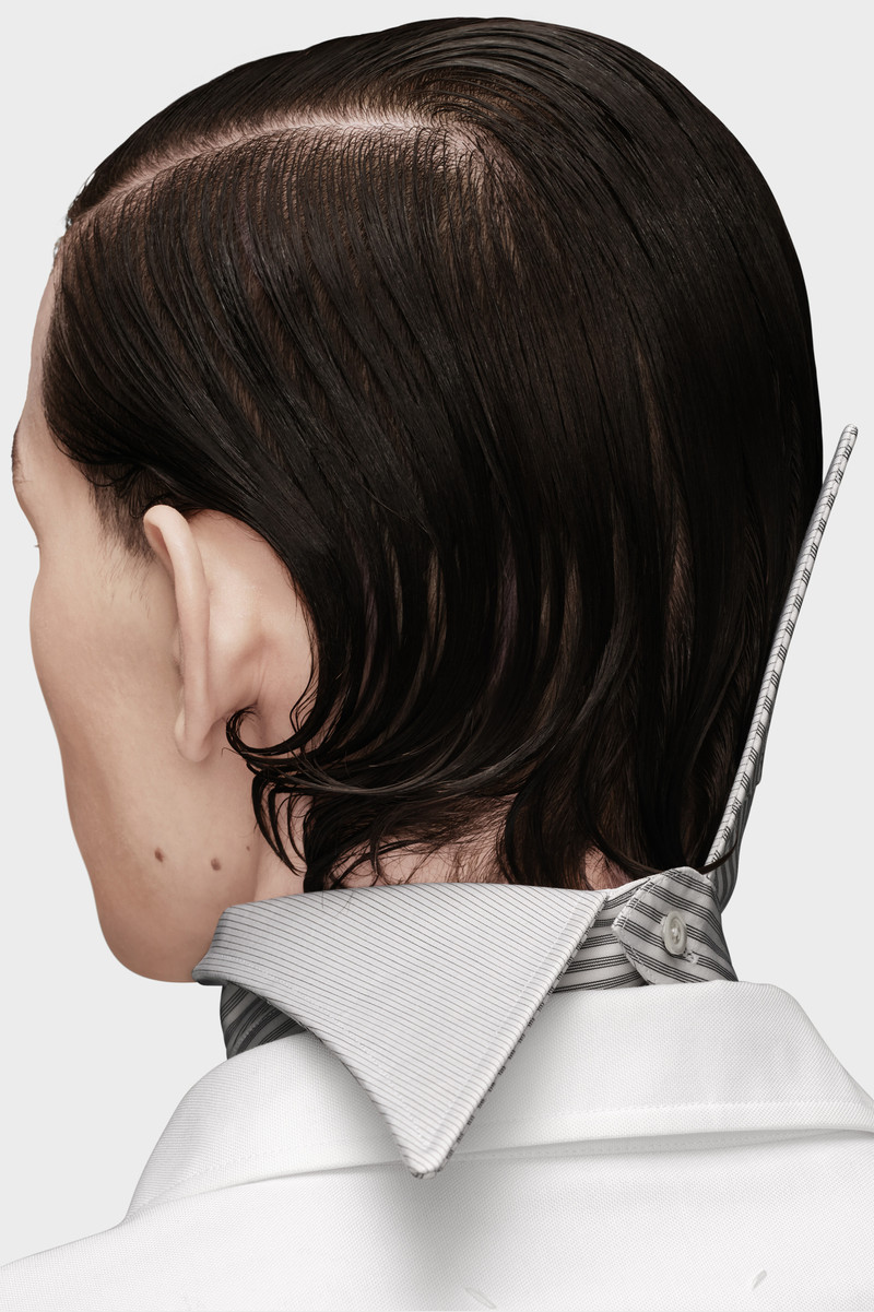 Maison Margiela Pinstripe Cotton Poplin Collar outlook