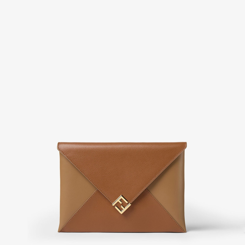 FF Diamonds Pouch Tan-color and light brown leather pouch 1