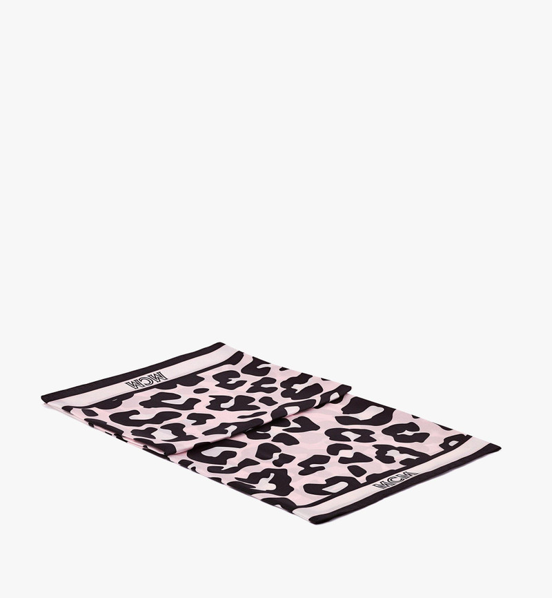 MCM Leopard Print Logo Silk Scarf outlook
