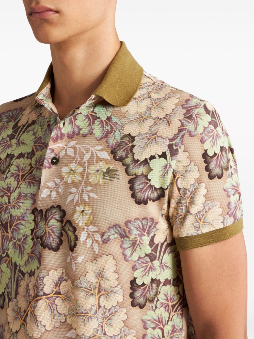 floral-print cotton polo shirt - 4