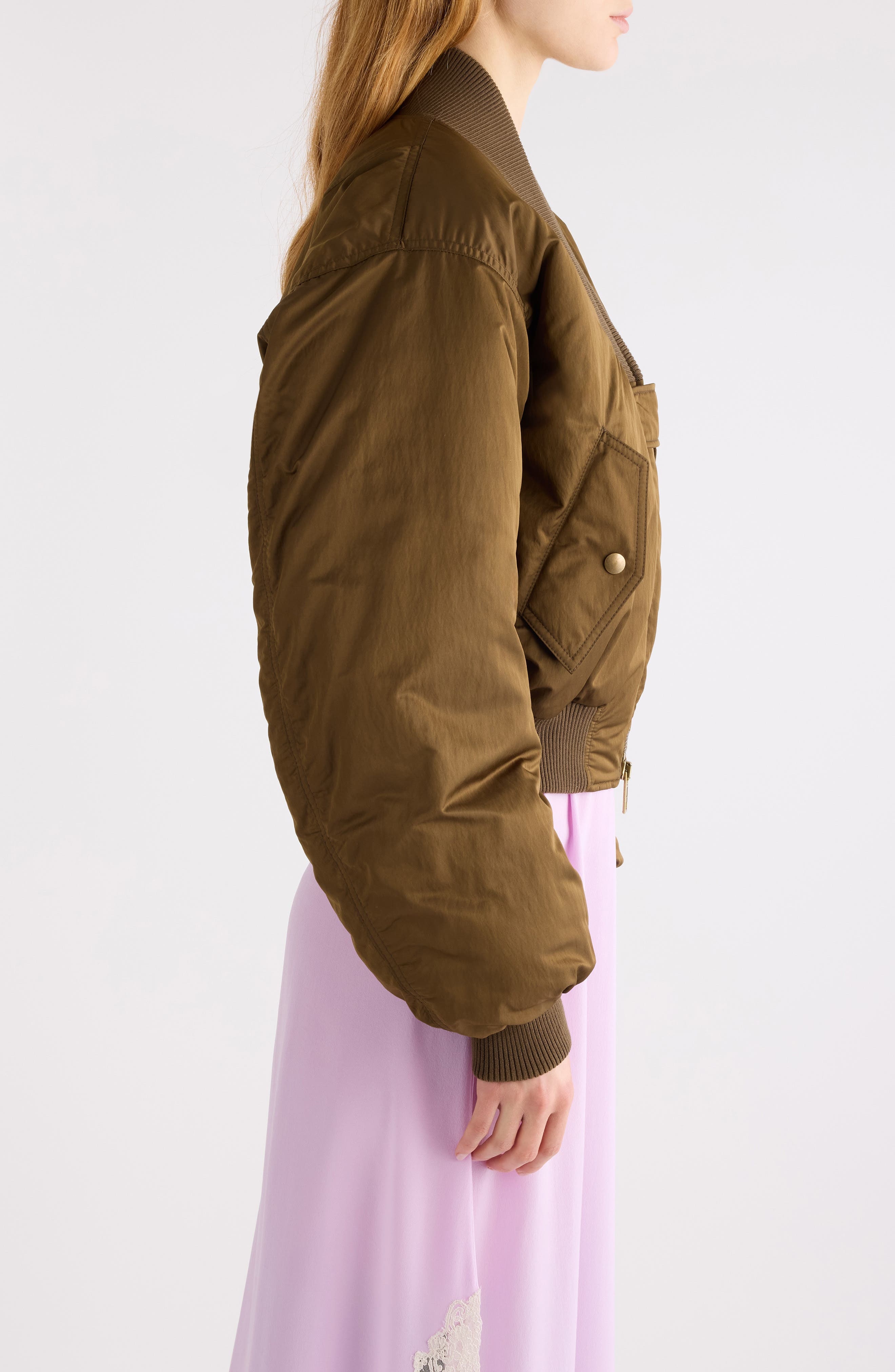 Chloé Oversize Bomber Jacket in Authentic Brown at Nordstrom - 4
