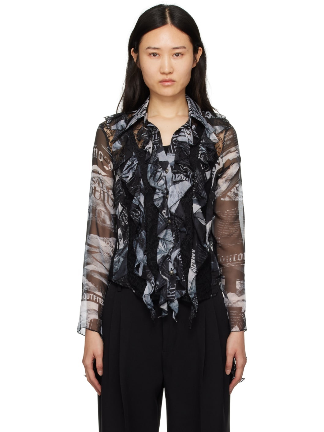 Black Print Blouse - 1