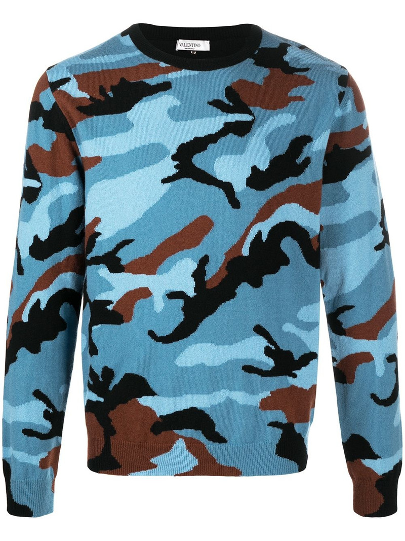 intarsia-knit camouflage cashmere jumper 1