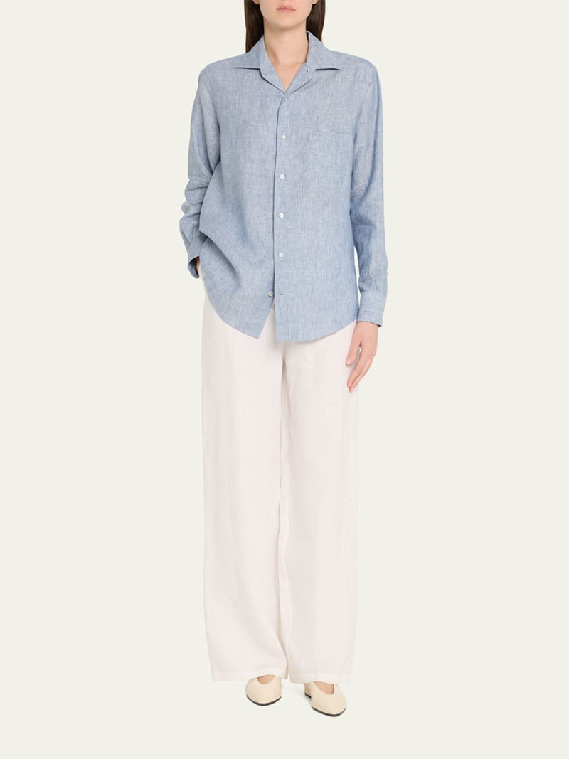 Loro Piana Andre Button Down Linen Solaire Shirt outlook